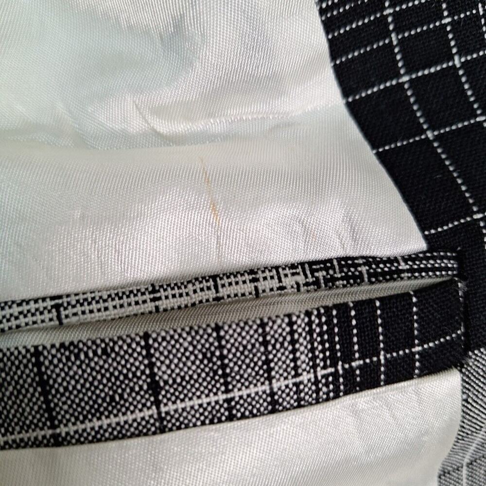 Vtg 60s/70s Black White Plaid Double Vent Mod Fat Lapel Sport Coat Blazer Men 36 - Picture 8 of 10